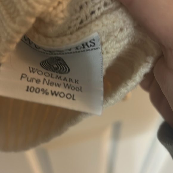 Woolovers cream Aran cable and ribbed turtleneck S wool fisherman chunky - Picture 6 of 6